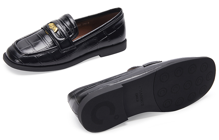 (W) C°BANNER Leather Loafers 'Black' 圖 6