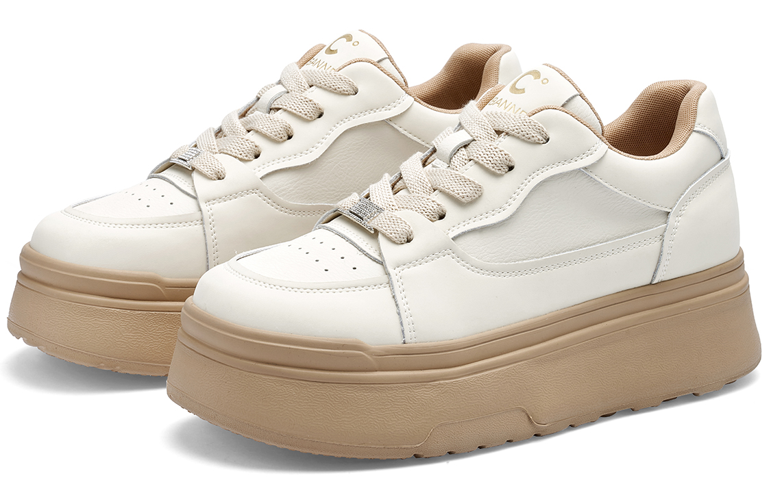 Lookbook (W) Zapatillas bajas de cuero C°BANNER 'Apricot Colorblock'. QH633868D20