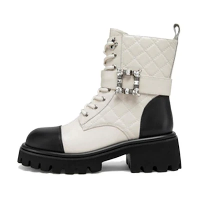 (W) C°BANNER Leather Martin Boots 'Shimmering Beige'