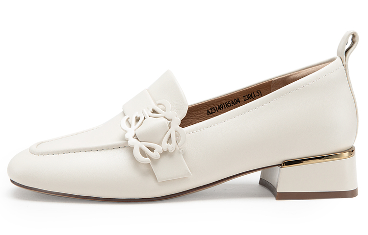 (W) C°BANNER Leather Mid-Heel Penny Loafers 'British High-Heel'