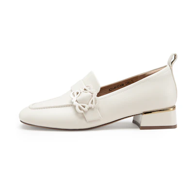 (W) C°BANNER Leather Mid-Heel Penny Loafers 'British High-Heel'
