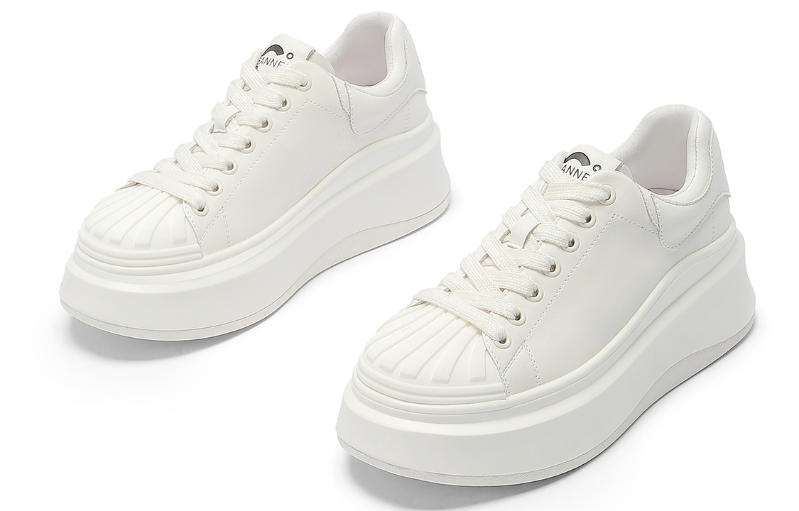 (W) C°BANNER Leather Patchwork Chunky Sole Low-Top 'Cream White' 圖 3