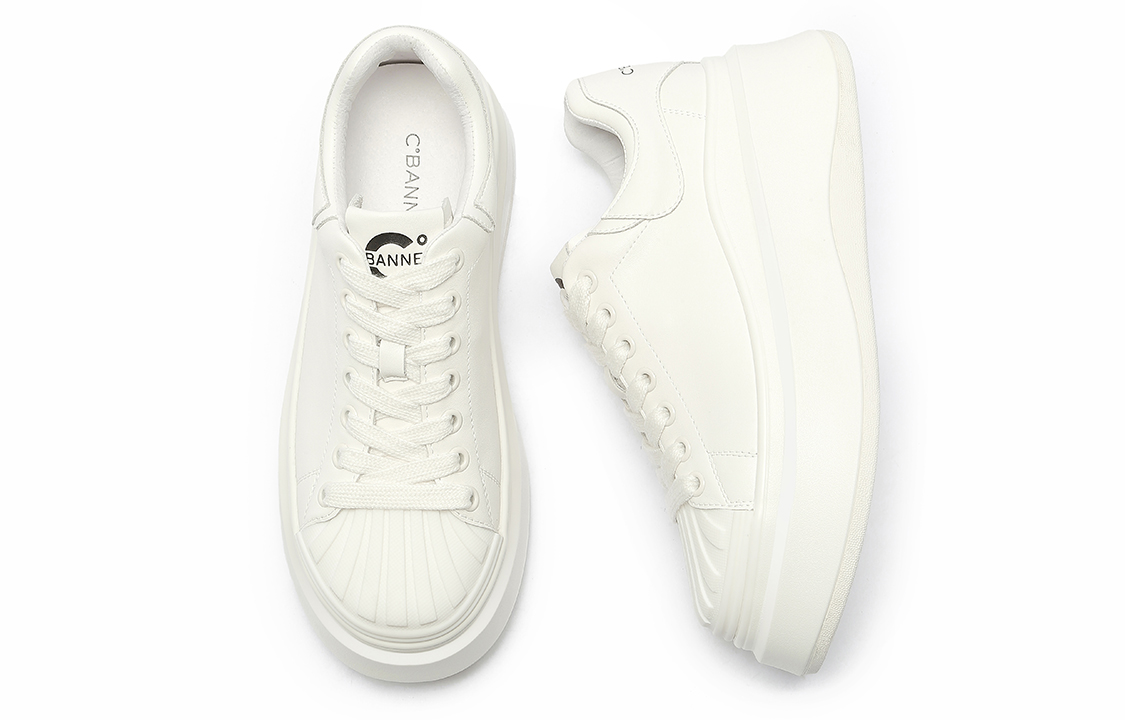 (W) C°BANNER Leather Patchwork Chunky Sole Low-Top 'Cream White' 圖 4