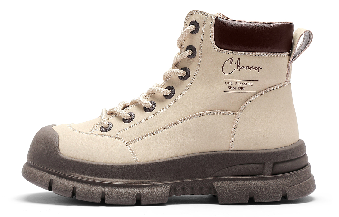 (W) C°BANNER Leather Patchwork Martin Boots 'Apricot'