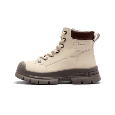 (W) C°BANNER Leather Patchwork Martin Boots 'Apricot'