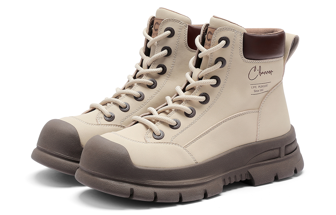 (W) C°BANNER Leather Patchwork Martin Boots 'Apricot' 圖 3