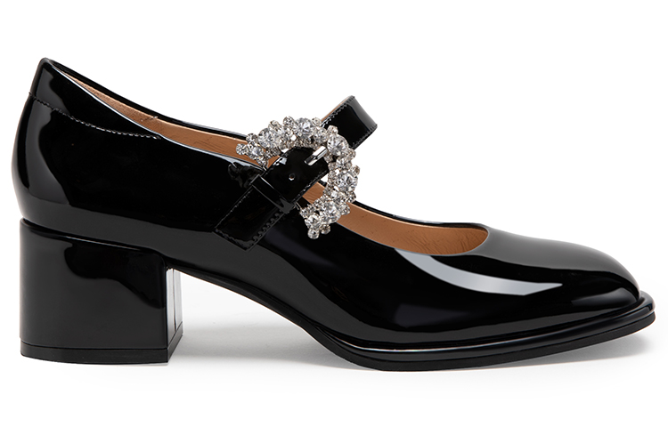 (W) C°BANNER Leather Patent Leather Rhinestones Mary Jane Pumps 5cm 'Heels' 圖 2