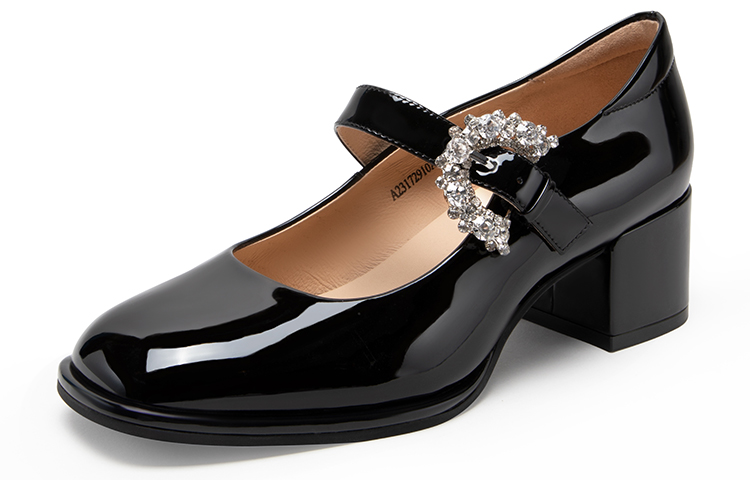 (W) C°BANNER Leather Patent Leather Rhinestones Mary Jane Pumps 5cm 'Heels' 圖 3