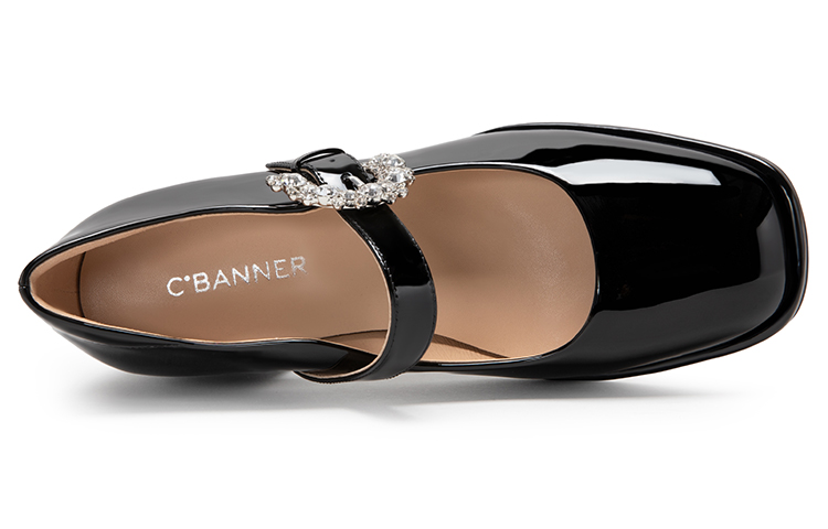 (W) C°BANNER Leather Patent Leather Rhinestones Mary Jane Pumps 5cm 'Heels' 圖 5
