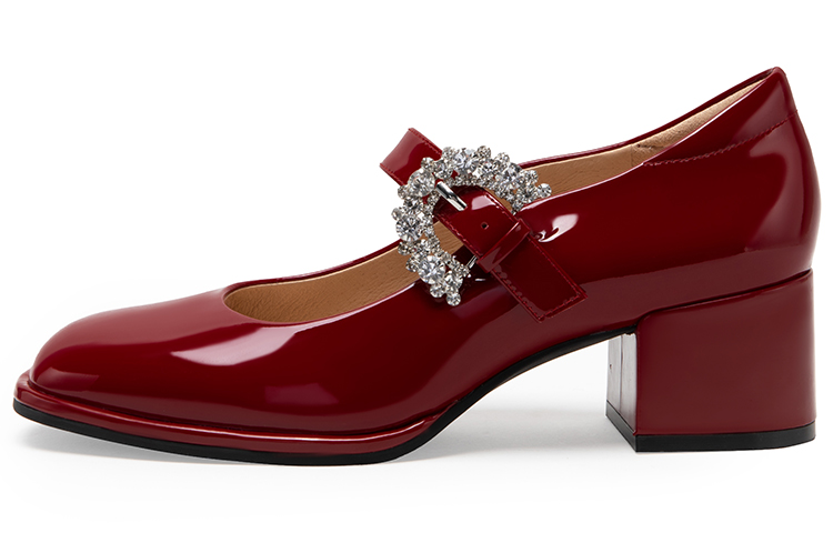 (W) C°BANNER Leather Patent Leather Rhinestones Mary Jane Pumps 5cm 'Heels' 圖 7