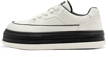 (Women) C°BANNER Leather Platform Fashion Comfort Low-Top Sneakers 'Black and White' QL533805D35 (Women) C°BANNER Leather Platform Fashion Comfort Low-Top Sneakers 'Black and White' QL533805D35