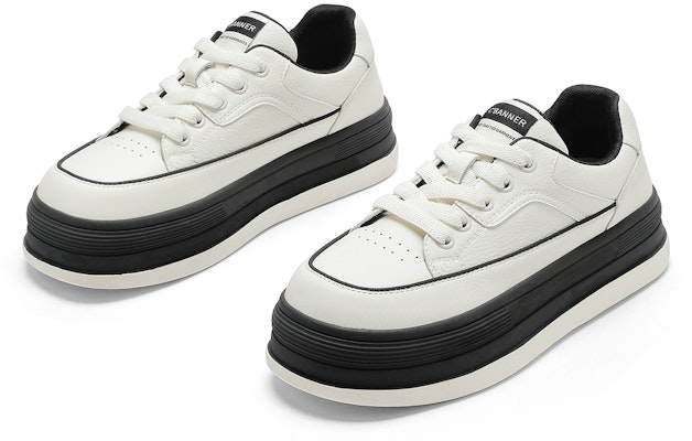 (W) Zapatillas bajas de piel con plataforma C°BANNER 'Negro y Blanco' para mujer. QL533805D35 Lookbook (W) Zapatillas bajas de piel con plataforma C°BANNER 'Negro y Blanco' para mujer. QL533805D35