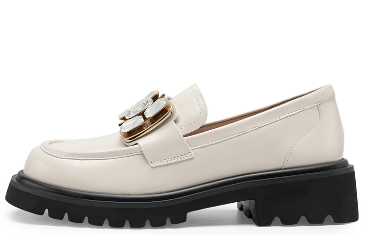 (W) C°BANNER Leather Platform Sneakers 'Beige Crystal'