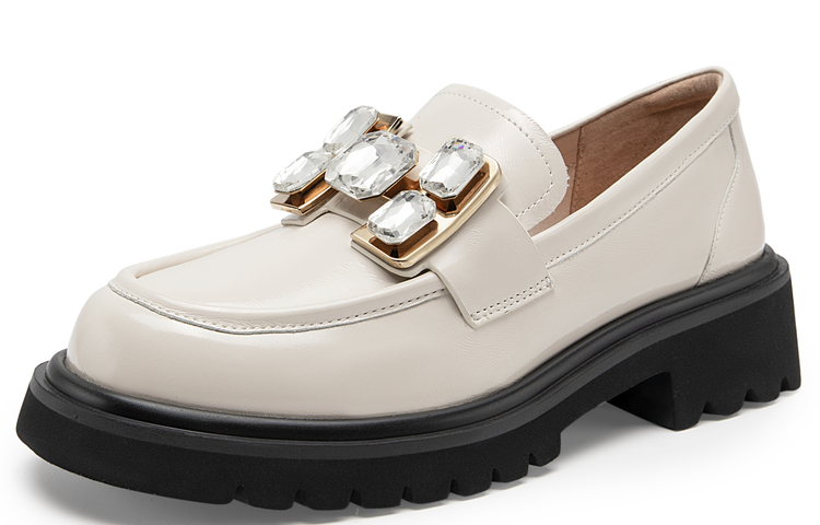 (W) C°BANNER Leather Platform Sneakers 'Beige Crystal' 圖 3