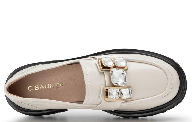 (W) C°BANNER Leather Platform Sneakers 'Beige Crystal' 圖 4