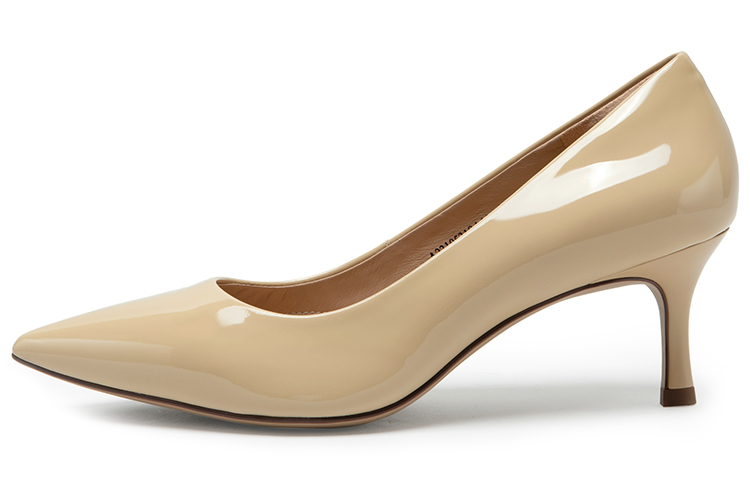 (W) C°BANNER Leather Pointed Toe Stiletto 'Apricot Elegance'