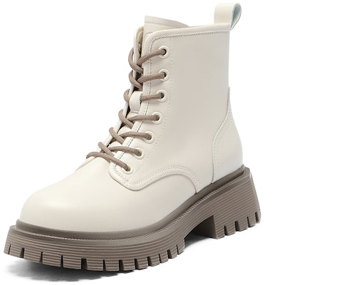 (W) Botas Martin Beige de Cuero Punta Redonda Suela Gruesa C°BANNER QE324319X73 Order (W) Botas Martin Beige de Cuero Punta Redonda Suela Gruesa C°BANNER QE324319X73