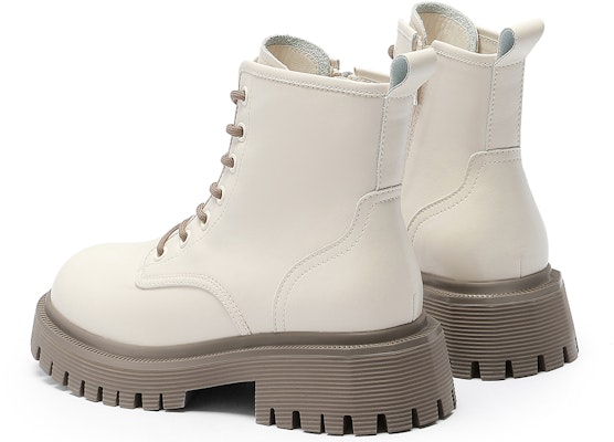 (W) C°BANNER ベージュ厚底レースアップブーツ QE324319X73 Shop (W) C°BANNER ベージュ厚底レースアップブーツ QE324319X73