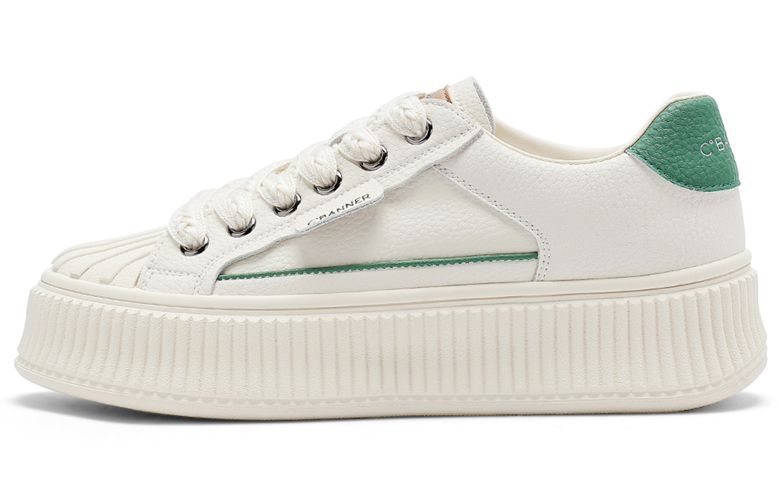 (W) C°BANNER Leather Shell-Toe Low Top 'Beige Green'