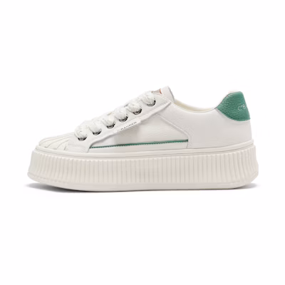 (W) C°BANNER Leather Shell-Toe Low Top 'Beige Green'