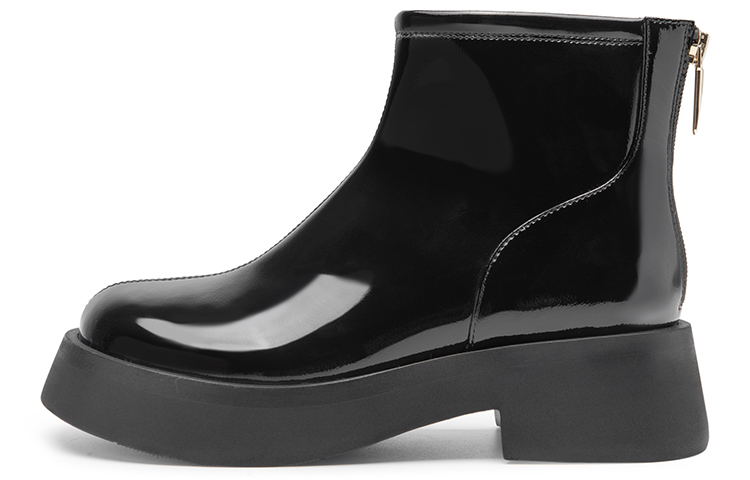 (W) C°BANNER Leather Short Boot 'Fashion Glossy Black'