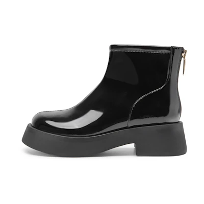 (W) C°BANNER Leather Short Boot 'Fashion Glossy Black'