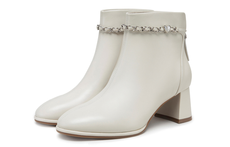 (W) C°BANNER Leather Short Boots 'Beige' 圖 2