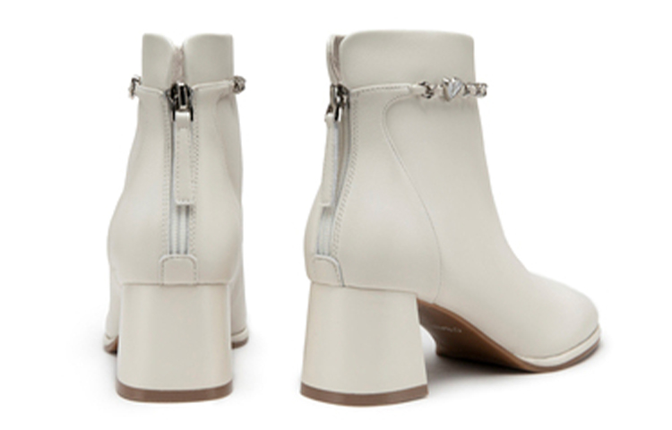 (W) C°BANNER Leather Short Boots 'Beige' 圖 4