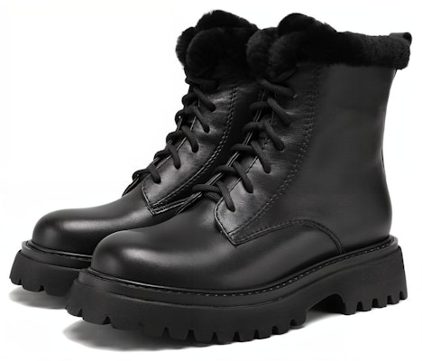 (W) C°BANNER Sepatu Boot Pendek Kulit 'Berbulu Hitam untuk Outdoor' A22669827B01 Order (W) C°BANNER Sepatu Boot Pendek Kulit 'Berbulu Hitam untuk Outdoor' A22669827B01