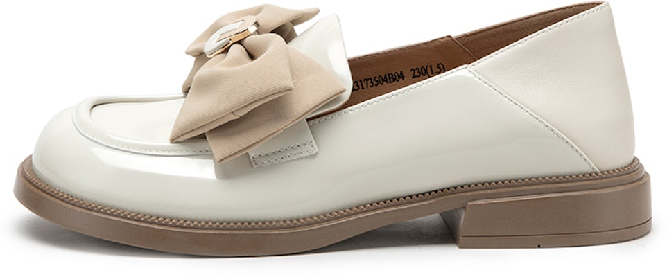 (Women) C°BANNER Leather Slip-On Low-Heel Shoes 'Beige Bow Knot' A23173504B04 Buy (Women) C°BANNER Leather Slip-On Low-Heel Shoes 'Beige Bow Knot' A23173504B04