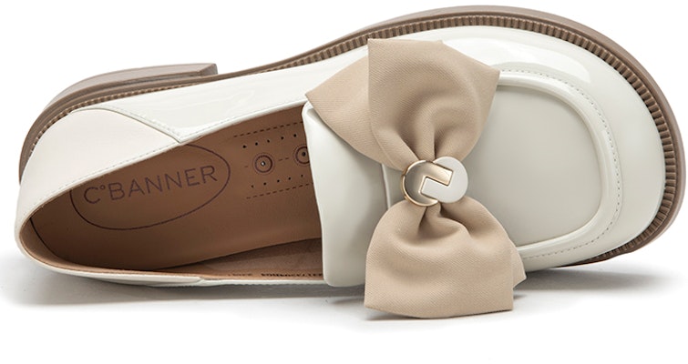(Women) C°BANNER Leather Slip-On Low-Heel Shoes 'Beige Bow Knot' A23173504B04 Purchase (Women) C°BANNER Leather Slip-On Low-Heel Shoes 'Beige Bow Knot' A23173504B04