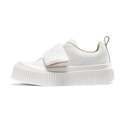 (W) C°BANNER Leather Velcro Low-Top Platform Sneakers 'Beige'