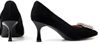 Purchase (Women) C°BANNER Leather Velvet 6.5cm Black 'Luxury Rhinestone Kitty Heel' A21404706A01