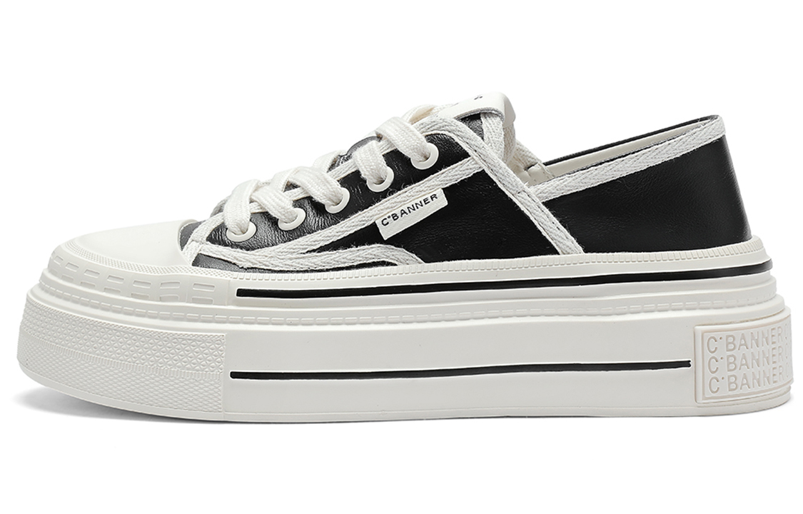 (Women) C°BANNER Low-Top Platform 'Black Leather' Q7033878D01