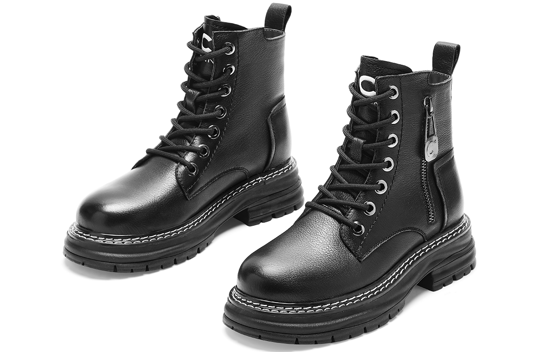 (W) C°BANNER Martin Boots Female 'Black Leather Short Tube' 圖 3