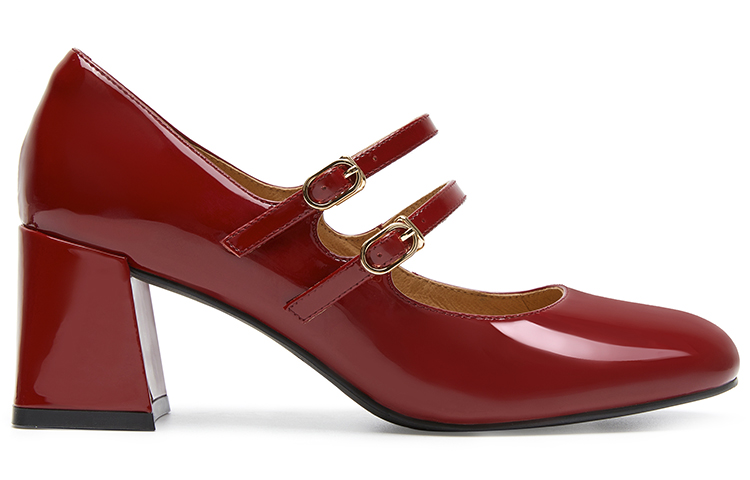 Order (W) C°BANNER Mary Jane Retro Tacones Casuales Punta Redonda 'Rojo' A22497032A06