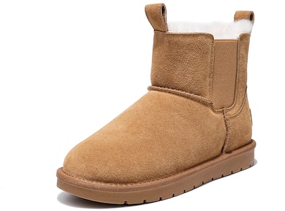 千百度C°BANNER 二層牛皮 拼接加絨保暖舒適 中筒 雪地靴 女款 駝色 Order 千百度C°BANNER 二層牛皮 拼接加絨保暖舒適 中筒 雪地靴 女款 駝色