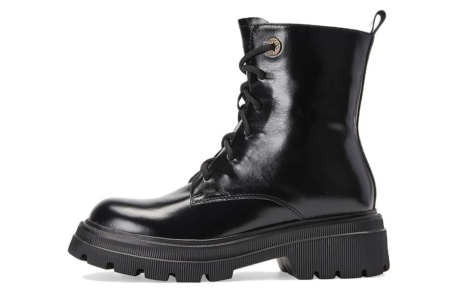 (Women) C°BANNER Mid-Calf Thick-Sole Zip Martin Boots 'Black' A21531508B01