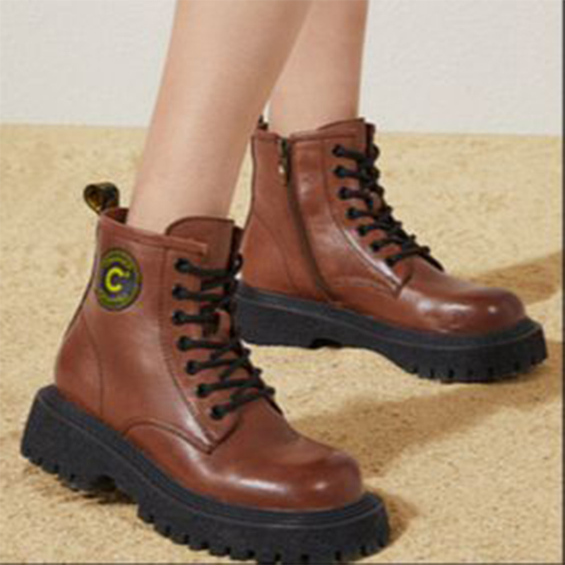 Details for 千百度C°BANNER 中跟圓頭馬丁靴 女款 棕色