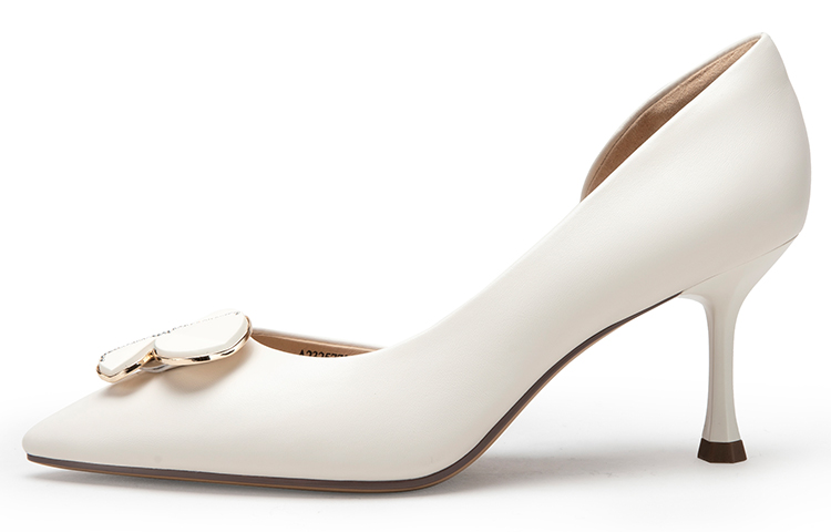 (Women) C°BANNER Pointed Toe Clover Stiletto Heels 'Beige' A23257711A04