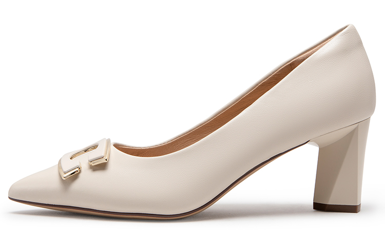 (Women) C°BANNER Pointed Toe Leather Pumps 'Block Heel' A23171655A04