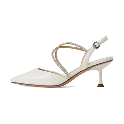 (W) C°BANNER Pointed Toe Rhinestone High Heels 'Beige'