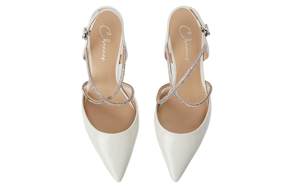 Lookbook 千百度C°BANNER 時尚尖頭水鑽高跟鞋 女款 米色