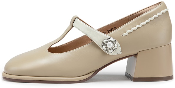 (W) C°BANNER 复古T型带厚跟玛丽珍鞋 '杏色' A23174610A13 Buy (W) C°BANNER 复古T型带厚跟玛丽珍鞋 '杏色' A23174610A13