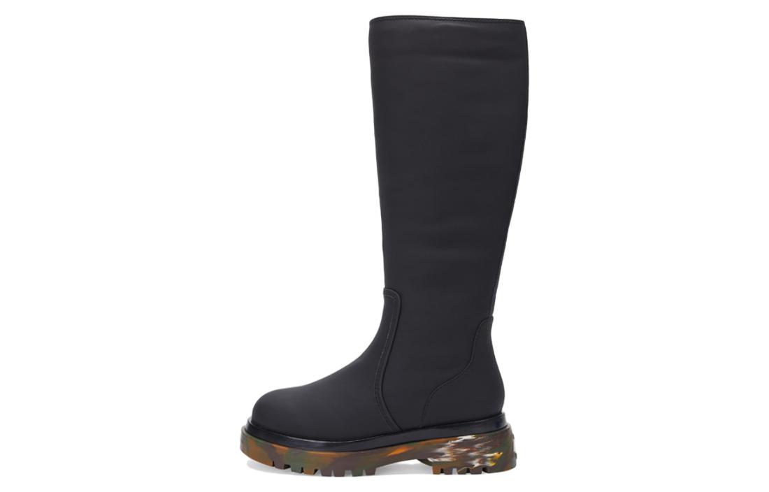 (W) C°BANNER Round Toe Elegant Trendy Tall Zip-Up Riding Boots 'Black'