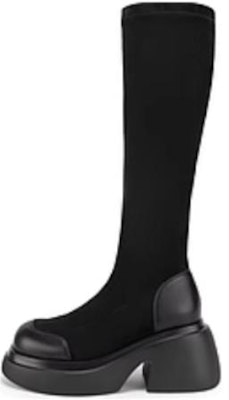 (Women) C°BANNER Round Toe High-Top Boots 7.5cm 'Black' A23589804 Buy (Women) C°BANNER Round Toe High-Top Boots 7.5cm 'Black' A23589804