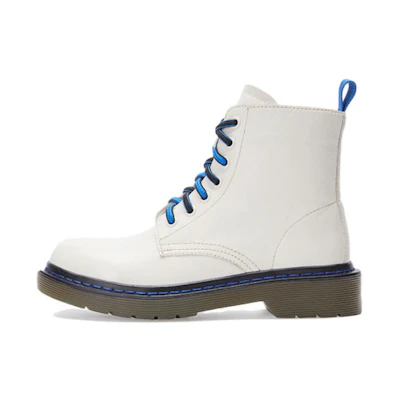 (W) C°BANNER Round Toe Two-Tone Martin Boots 'Beige'