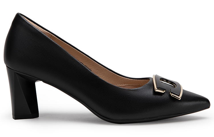 Order (W) Zapatos de Tacón Grueso C°BANNER en Piel de Oveja 'Negro' A23171655