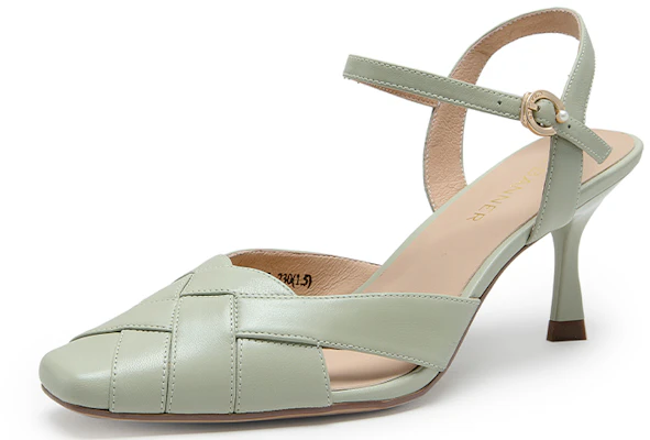 (W) C°BANNER Sepatu High Heels Fashion Bulu Domba Ujung Persegi '7cm' A23258336 1