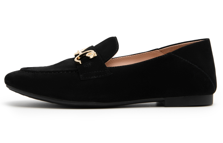 (Women) C°BANNER Sheepskin Flat Loafers 'Black Commuter' A23411814